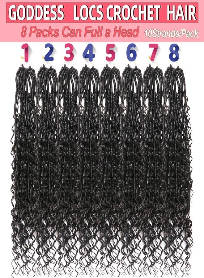 AMUMI Goddess Locs Crochet Hair-18 Inch 8 Packs Boho Faux Locs Crochet Hair for Black Women Pre Looped Soft Locs with Curly Ends (1B#, 18 Inch(Pack of 8)) - Image 4